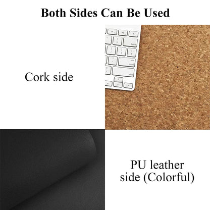 Versatile Cork and Leather Desk Mat with Dual-Sided Design for Smooth Workspace Setup