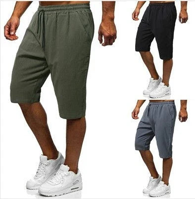Men's casual cotton and linen cropped pants in various colors, perfect for the Kiwi lifestyle