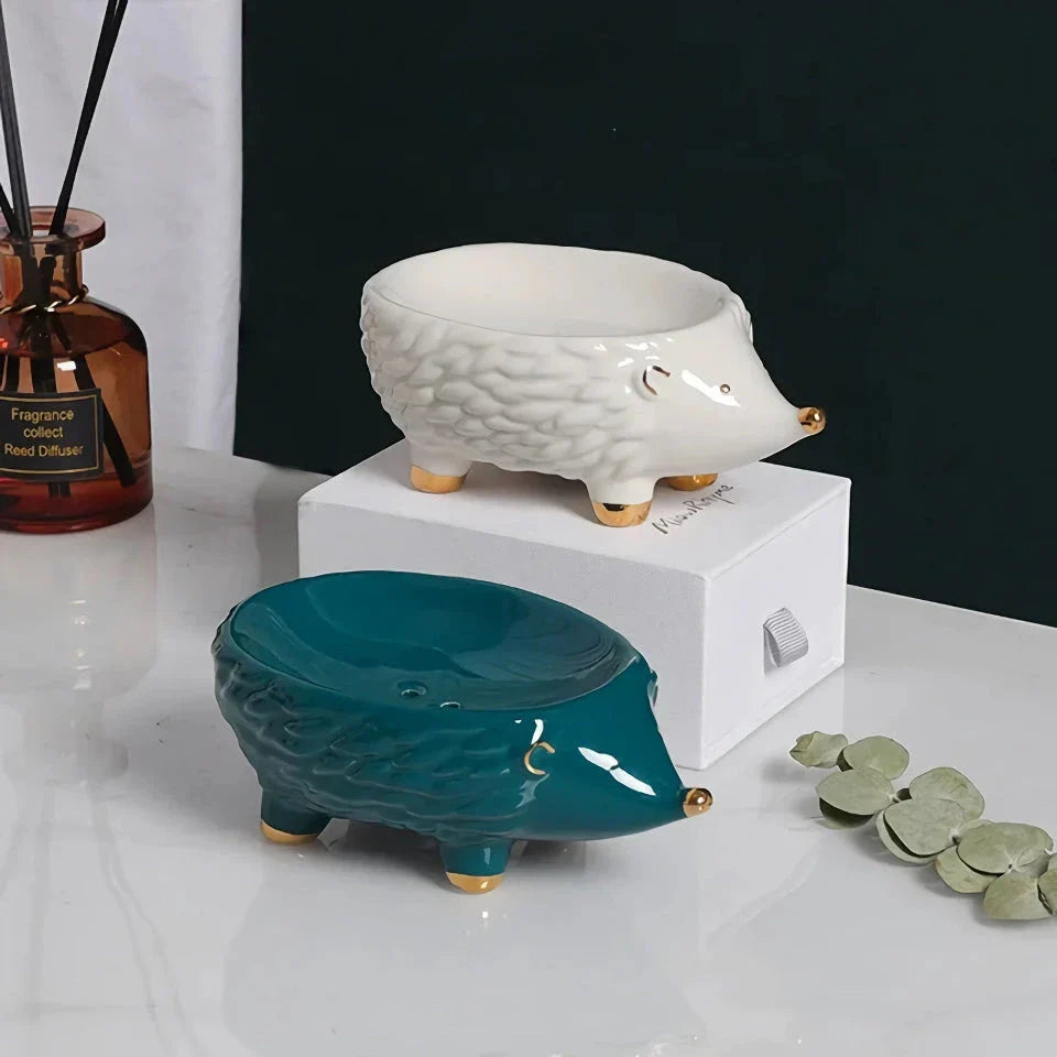 Charming Hedgehog Ceramic Soap Dish - A decorative and functional bathroom accessory that adds a touch of Kiwi-style whimsy to your home