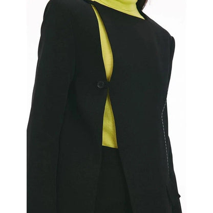 Chic Summer Women's Black Asymmetric Blazer with unique design and tailored fit