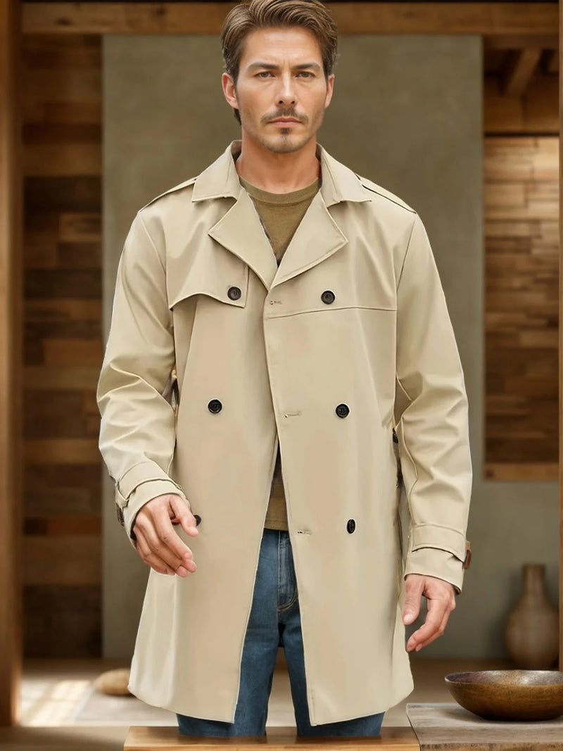 Shopfluxpro NZ Stylish Men's Double-breasted Wool Coat in Timeless Hues