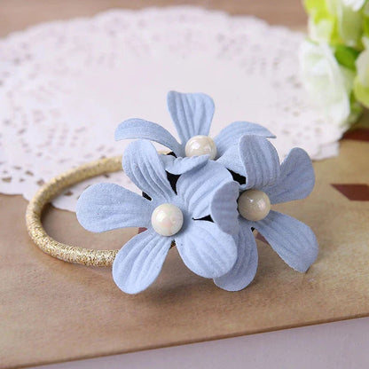 Stylish purple floral elastic hair rope accessory for women