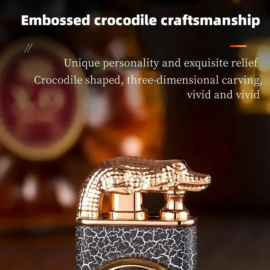 Dual Flame Metal Lighter with Crocodile Head Design - A stylish and functional accessory for modern Kiwis