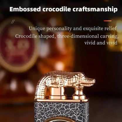 Dual Flame Metal Lighter with Crocodile Head Design - A stylish and functional accessory for modern Kiwis