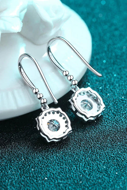 Pair of 925 Sterling Silver Moissanite Hook Earrings with Zircon Accents