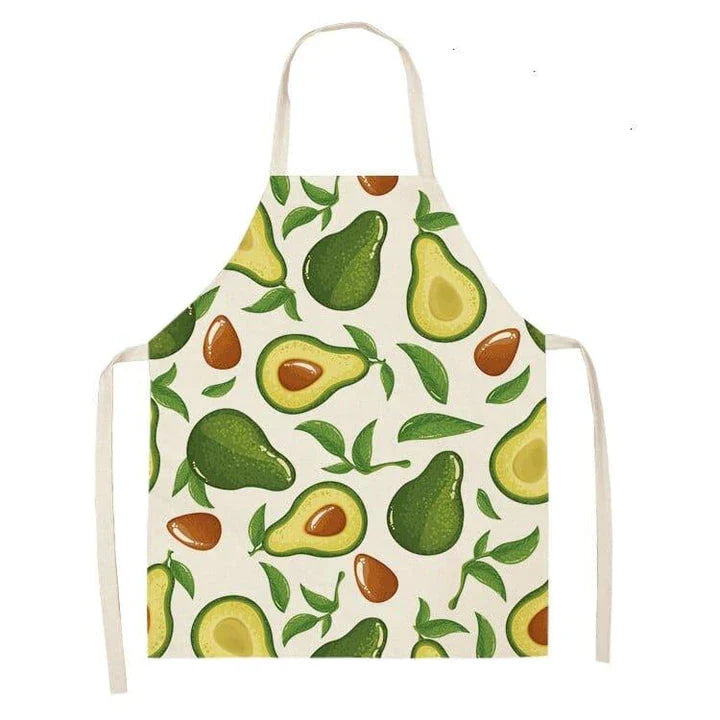 Avocado printed kitchen bib made from high-quality cotton, providing excellent protection and Kiwi-inspired style for Kiwi cooks and entertainers.