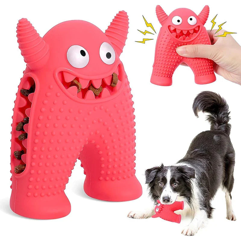 Robust squeaky dog toy made from natural rubber, designed for aggressive chewers in New Zealand