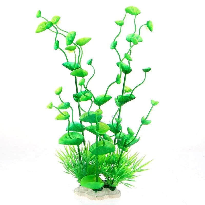 Artificial underwater grass decoration for aquariums, made of durable PVC with realistic-looking green fronds.