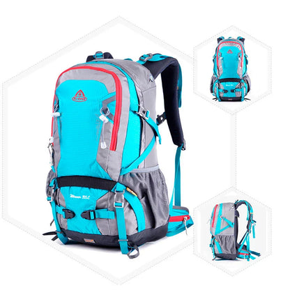 Durable outdoor backpack with waterproof construction, rain cover, and multiple compartments for organised adventuring