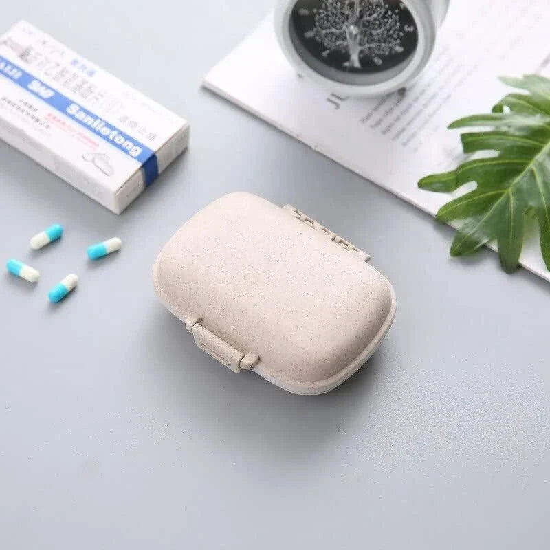 Compact and portable pill organiser with 8 compartments, perfect for Kiwi travellers to keep their daily vitamins and medications organised