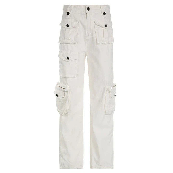 Durable multi-pocket straight leg jeans in white color, designed for the active Kiwi lifestyle