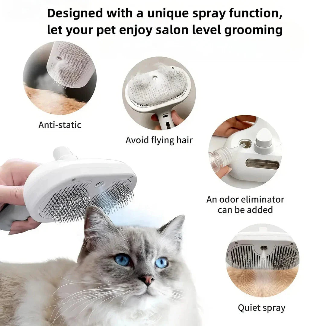 Premium Cat Steam Brush with Innovative Spray Feature for Effortless Pet Grooming