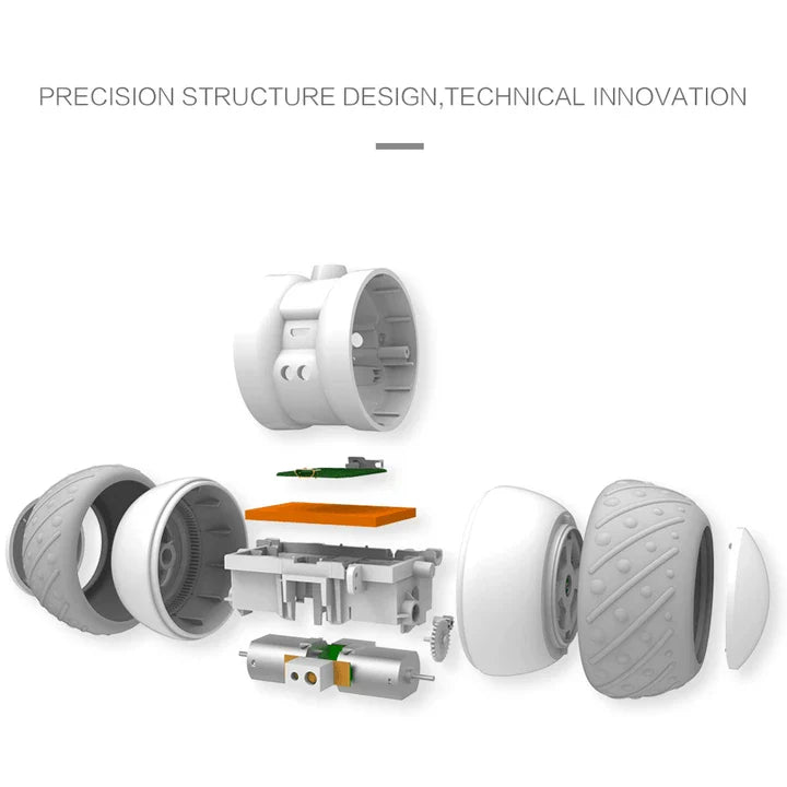 A grey interactive cat toy with a feather attachment, designed to engage a cat's natural hunting instincts and provide long-lasting entertainment.