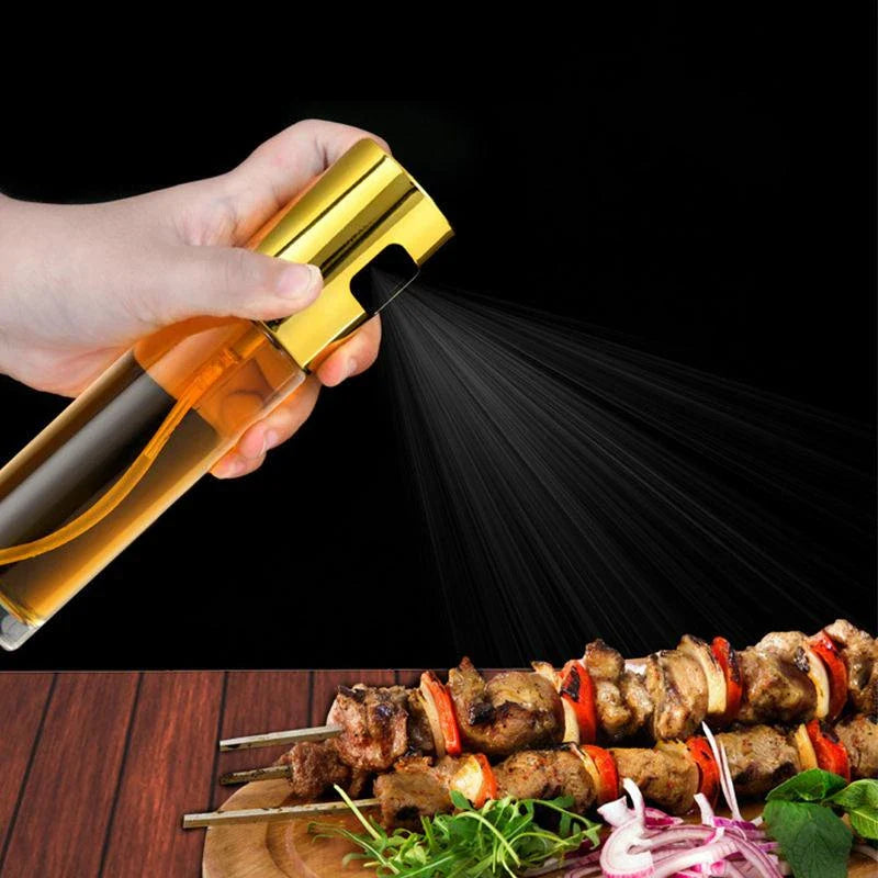 Trendha 100ML Olive Oil Sprayer in Gold Colour - Durable Glass, Even Oil Mist, Versatile Design for Healthy Kiwi Cooking