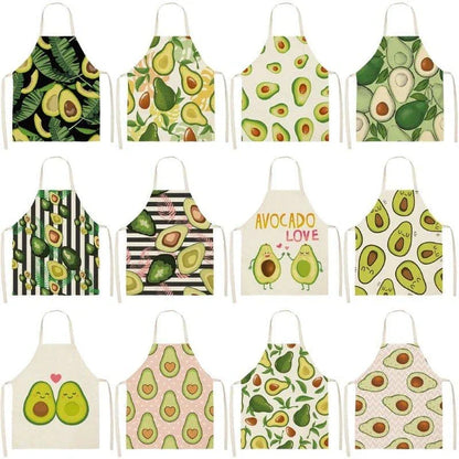 Avocado printed kitchen bib made from high-quality cotton, providing excellent protection and Kiwi-inspired style for Kiwi cooks and entertainers.