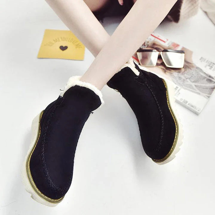 Stylish and comfortable women's shoes with thick, slip-resistant soles and a plush, velvet-lined interior for all-day wear