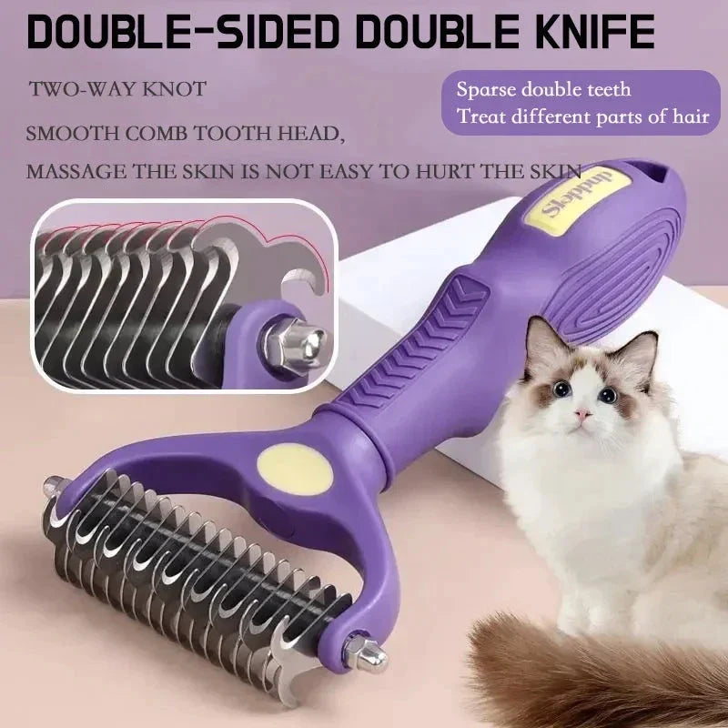 Versatile 2-in-1 Pet Grooming Brush & Deshedding Tool for Dogs, Cats, and Horses with Thick or Fine Coats