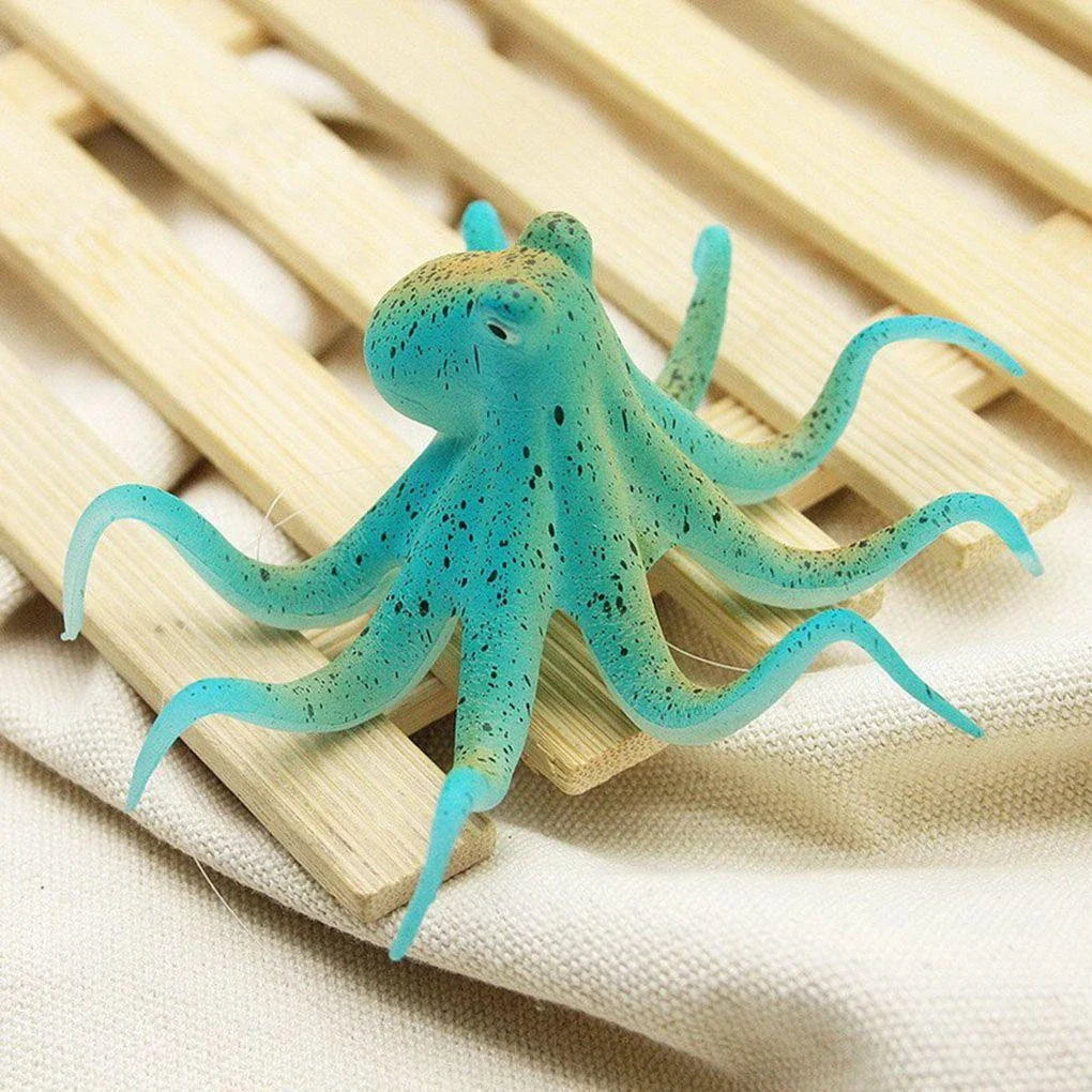 Realistic Eco-Friendly Octopus Ornament in Blue, Green, and Pink Colours for Aquariums