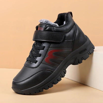 Men's stylish velvet leather shoes in black and gray colors, designed for comfort and protection in New Zealand's weather