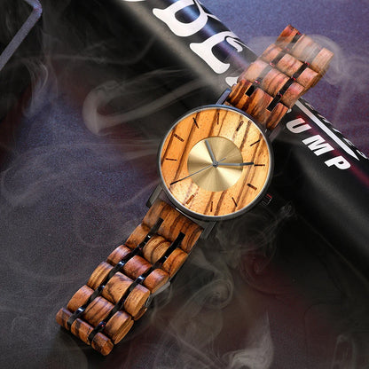 A premium alloy and wood watch with a spiral crown, perfect for Kiwi summer adventures