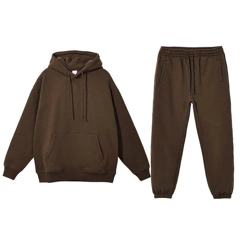 Cozy Kiwi Fleece Hoodie and Track Pants Set in Light Pink, made with soft cotton-polyester blend fabric for warmth and comfort