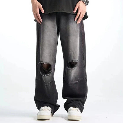 Versatile straight-leg slimming hiphop pants in light blue and black colors, available in sizes S to XXL