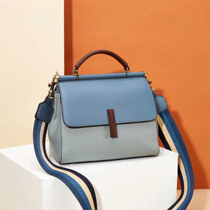 Stylish Stitching Bag: Premium Kiwi-made handbag with two-layer cowhide, stitching detail, and spacious, organized interior