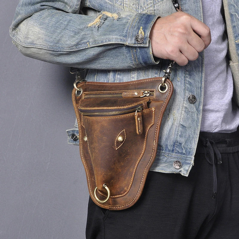 Stylish retro leather waist bag with large capacity, multiple compartments, and a versatile design for Kiwi adventures