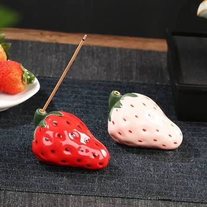 Porcelain Strawberry Incense Holder - A charming and functional addition to Kiwi homes, featuring a unique strawberry design and durable ceramic construction.