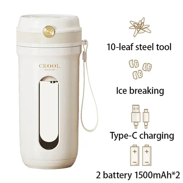 10 Blade Portable USB Rechargeable Smoothie Maker with stainless steel blades and TRITAN plastic body