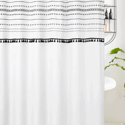 Bohemian-inspired waterproof shower curtain with rustproof grommets, perfect for Kiwi bathrooms