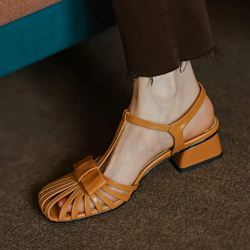 Timeless leather gladiator sandals with square heels, perfect for the modern Kiwi lifestyle