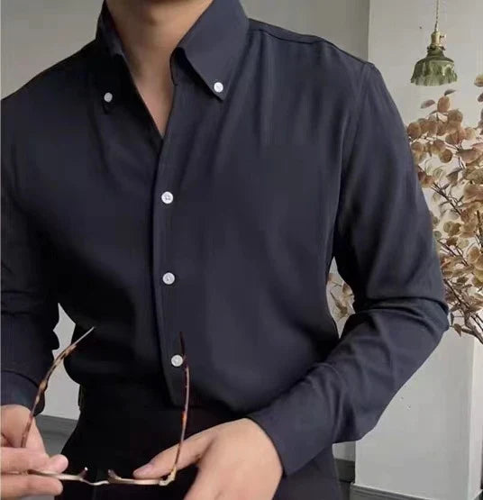 A stylish and versatile Italian-collared shirt for young New Zealand men, made from high-quality polyester fabric.