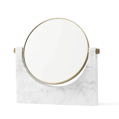 Natural marble rotating makeup vanity mirror with 360-degree rotation and 3X magnification for precise grooming