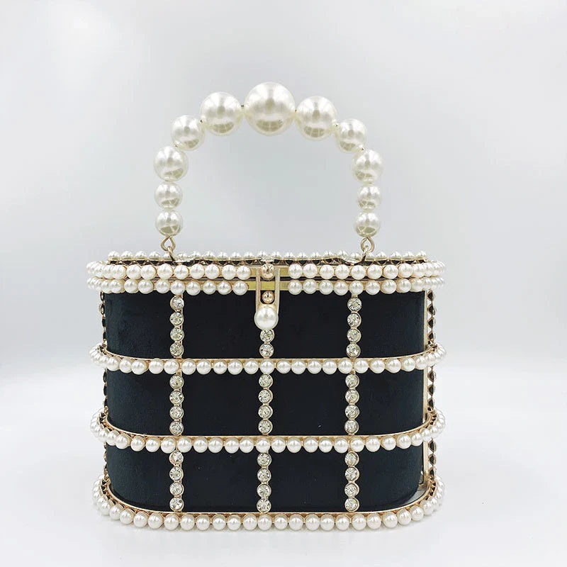 Stylish Kiwi-designed messenger bag with pearl embellishments and roomy interior for summer adventures