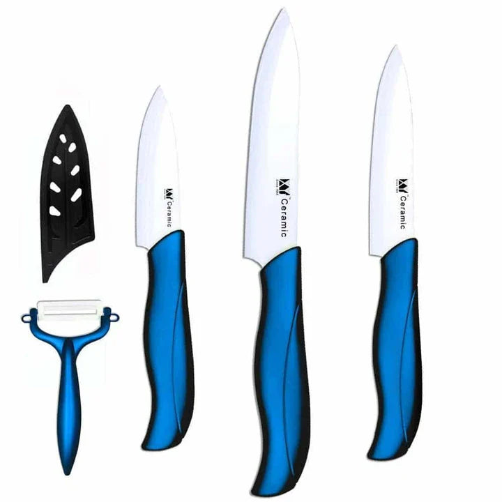 Premium Ceramic Knife Set with Three Versatile Blade Sizes in Black