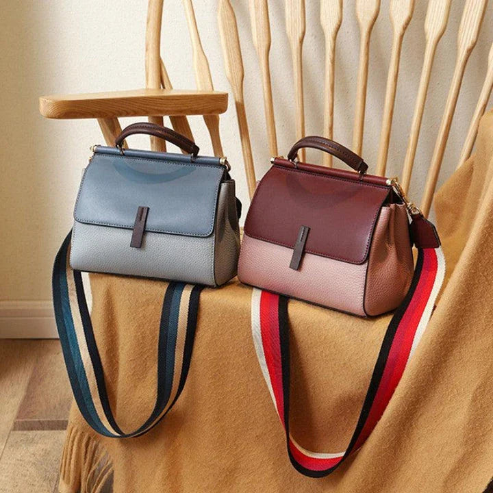 Stylish Stitching Bag: Premium Kiwi-made handbag with two-layer cowhide, stitching detail, and spacious, organized interior