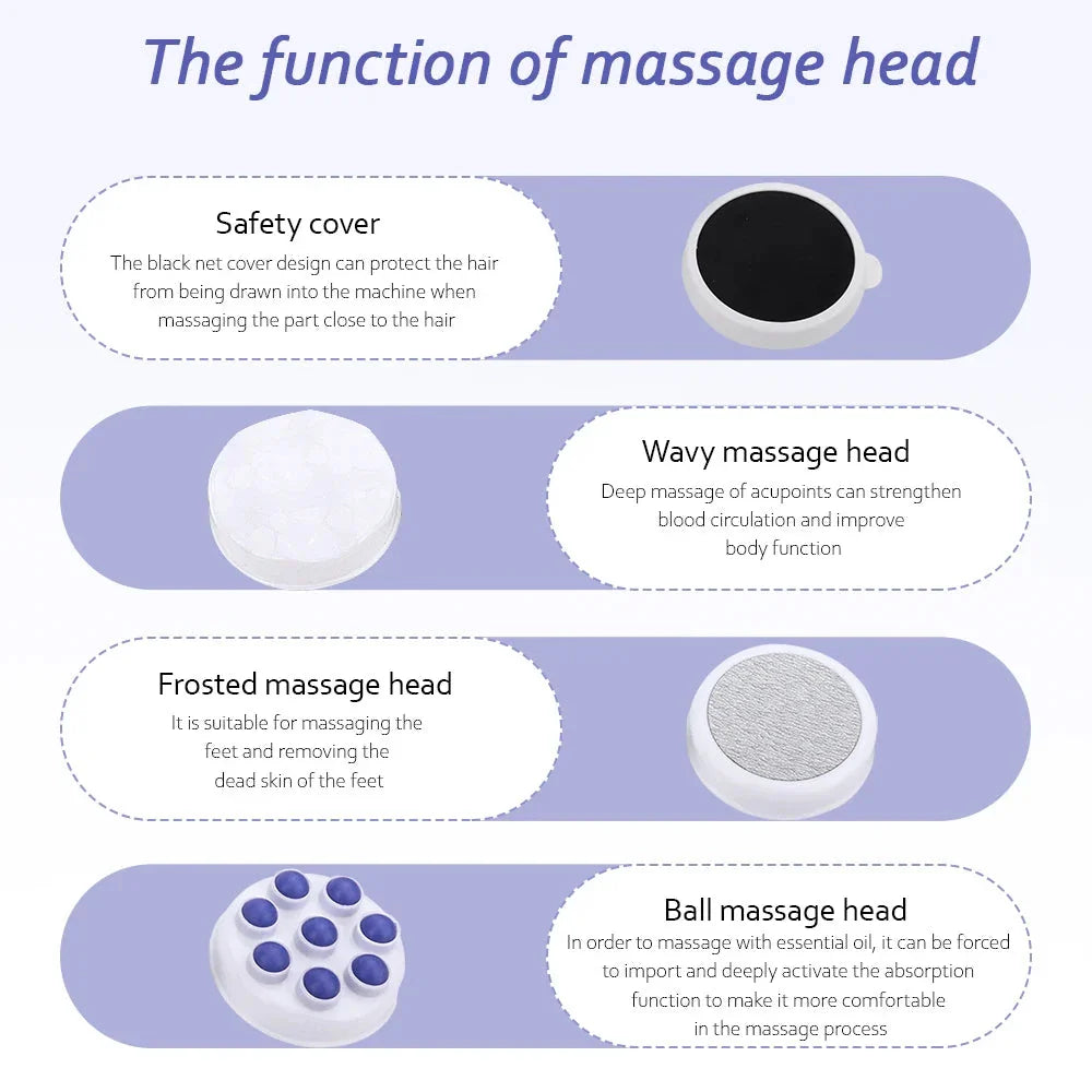 Portable deep tissue massager with interchangeable massage heads for personalized muscle relaxation and slimming