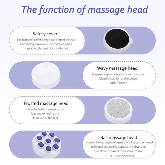 Portable deep tissue massager with interchangeable massage heads for personalized muscle relaxation and slimming