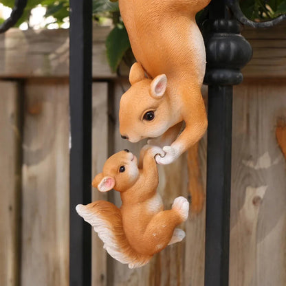 Charming resin figure of a climbing squirrel ornament for outdoor garden decor