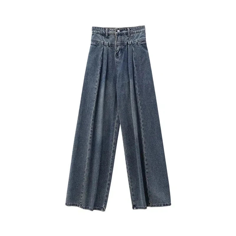 Stylish and comfortable wide-leg denim jeans with high-waist design, perfect for Kiwi casual wear