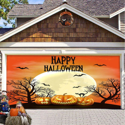 Halloween Hanging Cloth Garage Door Backdrop in abstract geometric pattern