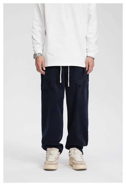 Stylish retro-inspired corduroy casual pants in a straight-leg fit, perfect for the laid-back Kiwi lifestyle.