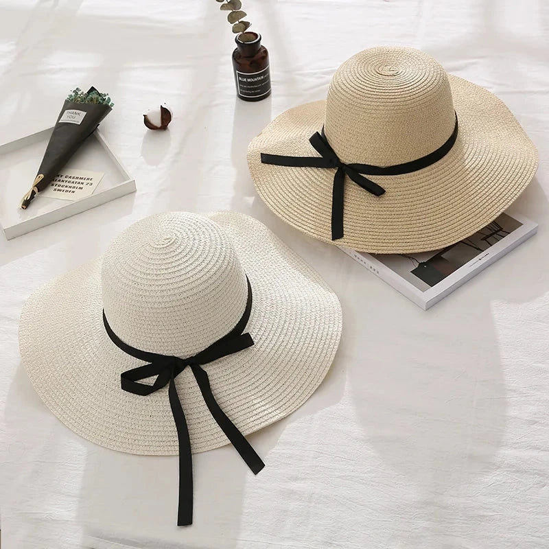 Fashionable summer straw hat for Kiwi women with wide brim and bow detail for sun protection and stylish look