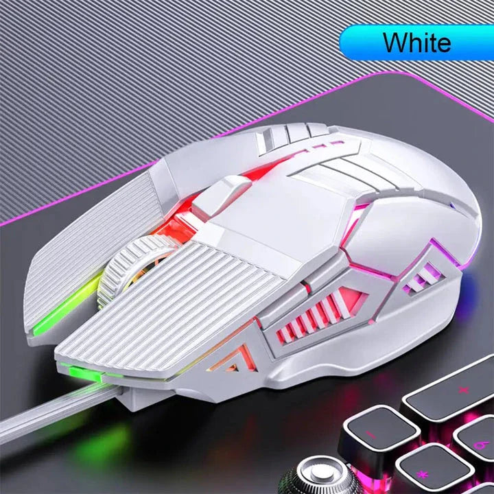 Ergonomic RGB Wired Gaming Mouse with adjustable DPI, comfortable design, and vibrant backlighting for immersive gaming sessions