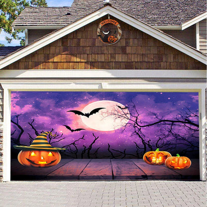 Halloween Hanging Cloth Garage Door Backdrop in abstract geometric pattern