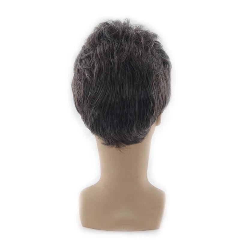 Stylish, short, and fluffy curly hair wig for Kiwi men, featuring adjustable fit and durable construction.