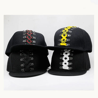 Stylish Punk Hip Hop Baseball Cap with Flat Brim, Adjustable Size, and Handcrafted Rivets