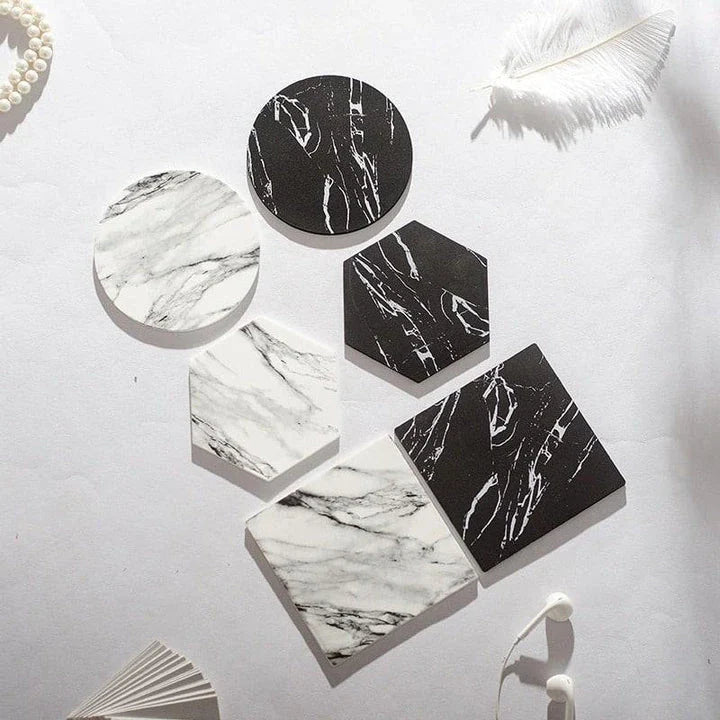 Stylish and practical marble-inspired silicone coasters for protecting surfaces in New Zealand homes