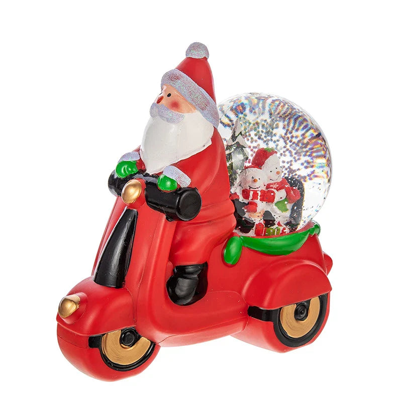 Festive music box Christmas decorations with motorcycle and snowman designs, perfect for adding Kiwiana charm to your holiday decor